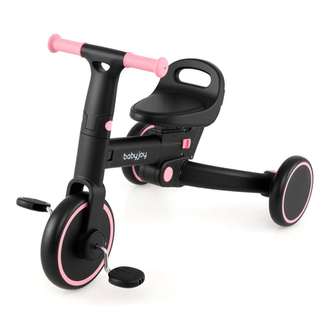 Triciclo plegable 4 en 1 para niños pequeños con manija de empuje y asiento ajustable