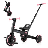 Triciclo plegable 4 en 1 para niños pequeños con manija de empuje y asiento ajustable