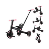 Triciclo plegable 4 en 1 para niños pequeños con manija de empuje y asiento ajustable