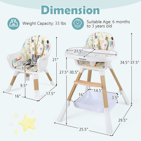 Trona 4 en 1 convertible para bebés y niños pequeños - Varios colores