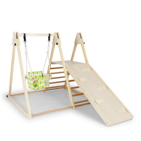 4-in-1 Indoor Jungle Gym with Baby Swing and Climbing Ramp