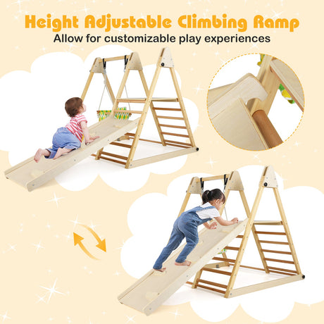 4-in-1 Indoor Jungle Gym with Baby Swing and Climbing Ramp