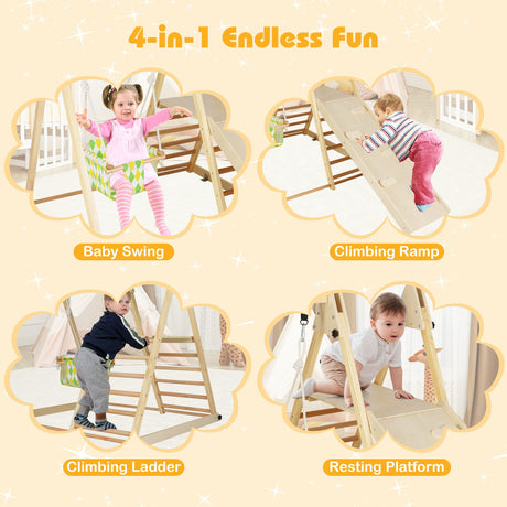4-in-1 Indoor Jungle Gym with Baby Swing and Climbing Ramp