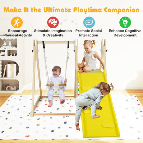 4-in-1 Indoor Jungle Gym with Baby Swing and Climbing Ramp