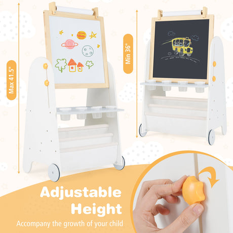 Juego de mesa de actividades 4 en 1 para niños pequeños con pizarra magnética y pizarra de tiza