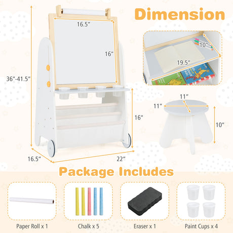 Juego de mesa de actividades 4 en 1 para niños pequeños con pizarra magnética y pizarra de tiza