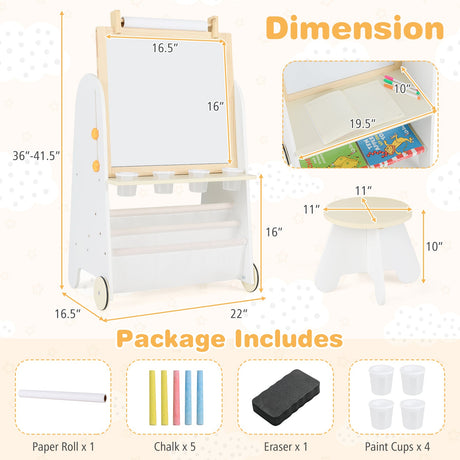 Juego de mesa de actividades 4 en 1 para niños pequeños con pizarra magnética y pizarra de tiza