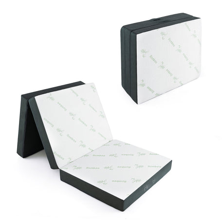 Colchón de espuma tríptico de 4 pulgadas con funda lavable para yoga o invitados - Gris