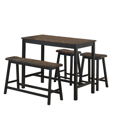 4 Piece Solid Wood Counter Height Dining Table Set-Coffee