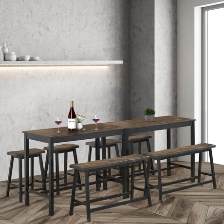 4 Piece Solid Wood Counter Height Dining Table Set-Coffee