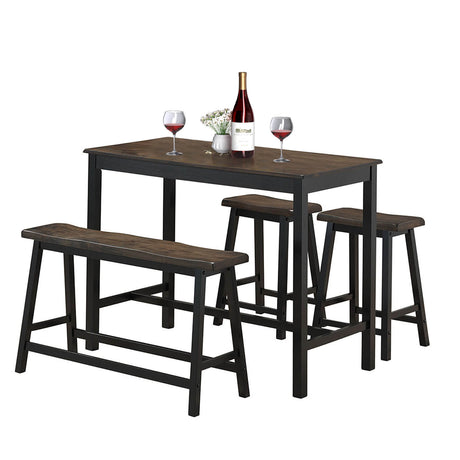 4 Piece Solid Wood Counter Height Dining Table Set-Coffee
