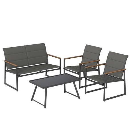 Juego de muebles de patio de 4 piezas para exteriores - Gris
