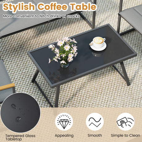 Juego de muebles de patio de 4 piezas para exteriores - Gris
