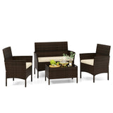 Juego de muebles de ratán de 4 piezas para patio con cómodos cojines