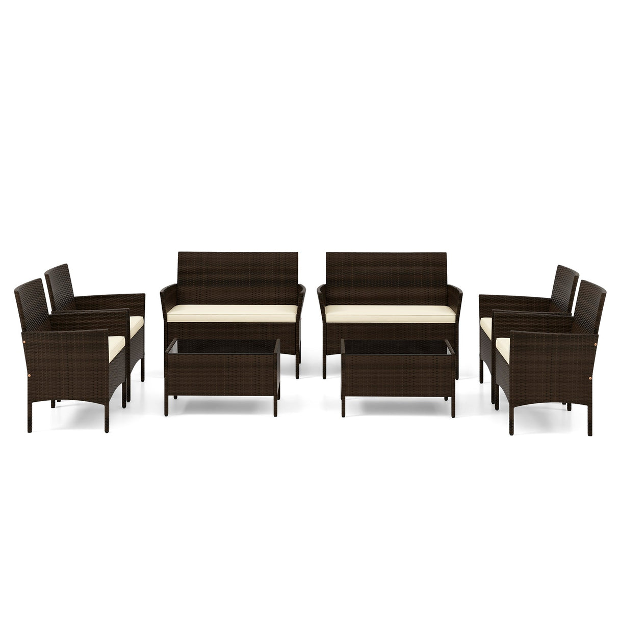 Juego de muebles de ratán de 4 piezas para patio con cómodos cojines