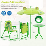 4 Pieces Kids Picnic Set with 2 Folding Chairs and Height Adjustable Umbrella