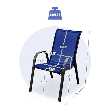 Juego de 4 sillas de comedor apilables para patio con reposabrazos