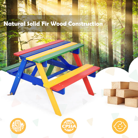 Mesa de picnic para niños de 4 asientos con sombrilla