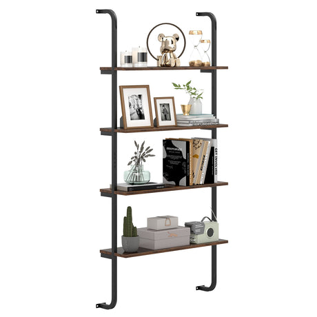 4-Tier Industrial Pipe Shelving with Metal Frame for Living Room Kitchen