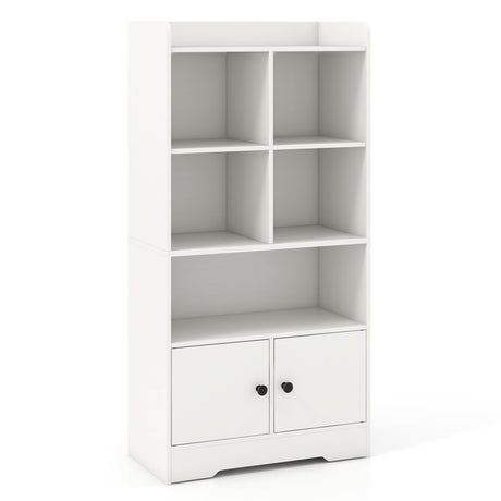 Estantería de 4 niveles con expositor de 4 cubos y 2 puertas