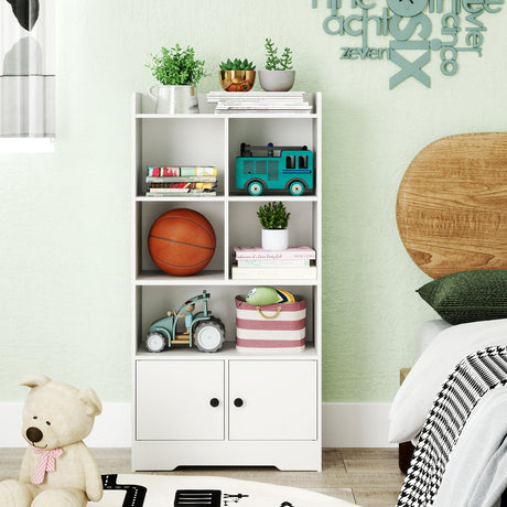Estantería de 4 niveles con expositor de 4 cubos y 2 puertas