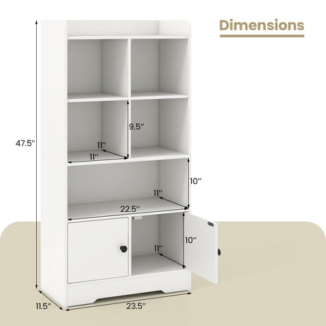 Estantería de 4 niveles con expositor de 4 cubos y 2 puertas