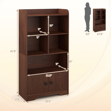 Estantería de 4 niveles con expositor de 4 cubos y 2 puertas
