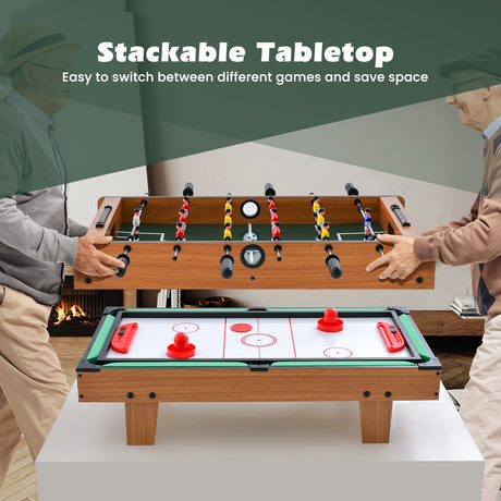 Mesa de juegos combinada 4 en 1 con futbolín, billar y hockey