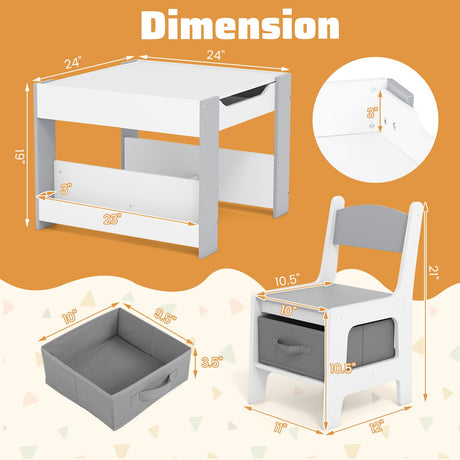 Mesa y sillas de actividades 4 en 1 para niños pequeños con tablero reversible