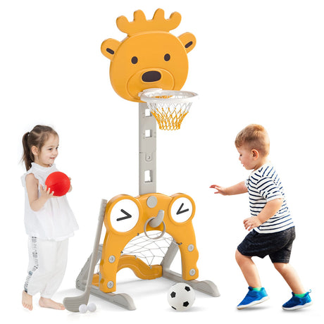 Canasta de Baloncesto 4 en 1 para Niños Pequeños, Ajustable en Altura, con Juego de Anillas para Mayores de 3 Años