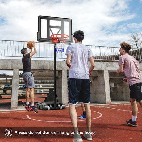 Canasta de Baloncesto Portátil Ajustable de 4.4-10 Pies con 2 Ruedas y Base Rellenable - Negro