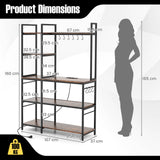 5-Tier Bakers Rack with Power Outlets and 10 S-Shaped Hooks