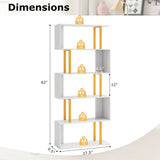 Estantería geométrica de 5 o 6 niveles con estructura de metal y kits antivuelco