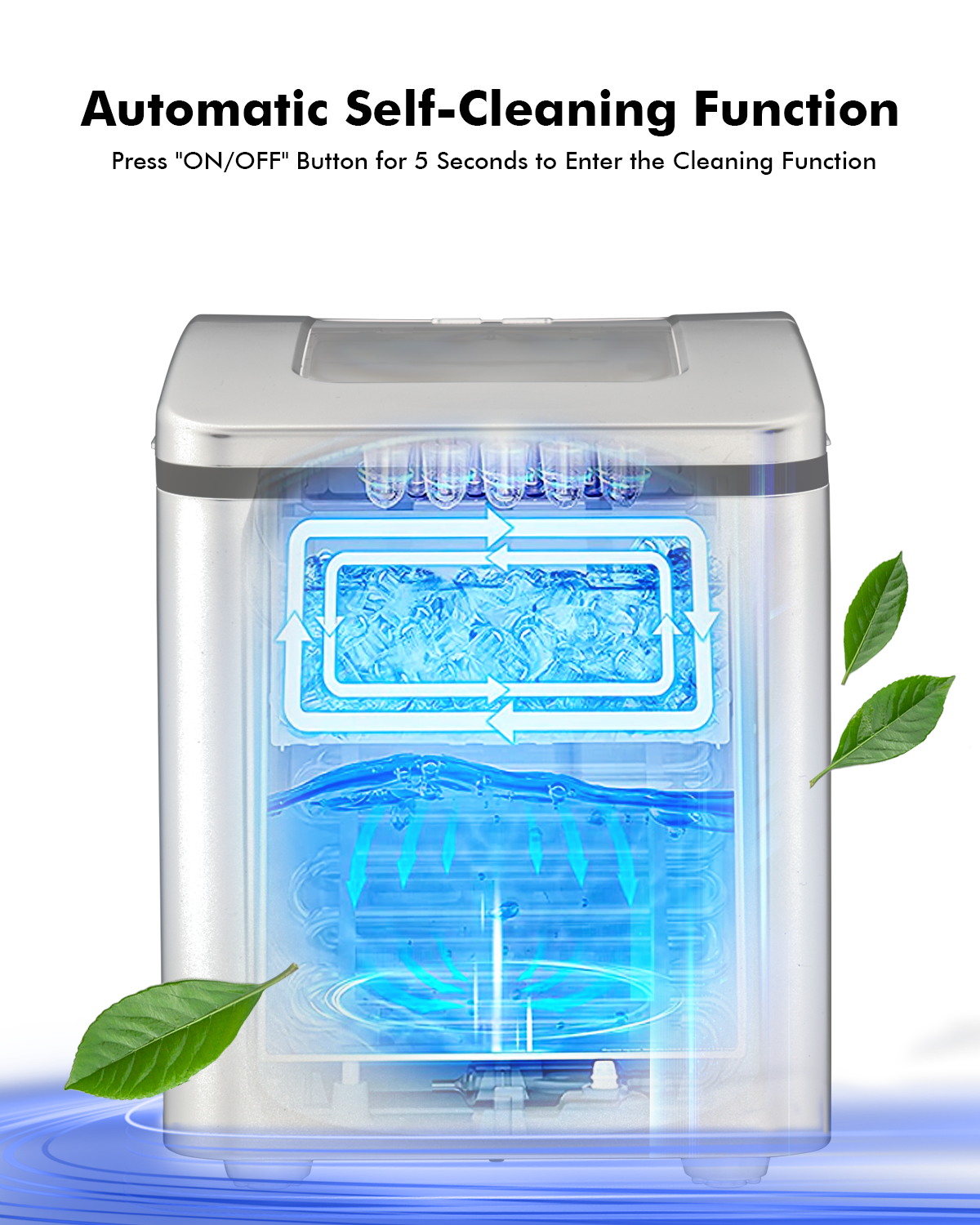 Máquina de hacer hielo portátil para encimera con cuchara - Plateada