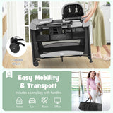 5-in-1 Portable Baby Playard with Cradle and Storage Basket