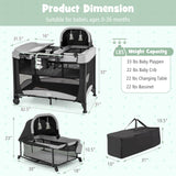 5-in-1 Portable Baby Playard with Cradle and Storage Basket