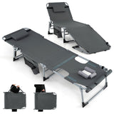 Tumbona reclinable plegable de exterior de 5 posiciones - Gris