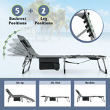 Tumbona reclinable plegable de exterior de 5 posiciones - Gris
