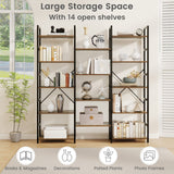 5-tier Triple Wide Heavy-duty Metal Frame Industrial Bookshelf-Rustic Brown