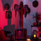Decoración animatrónica de Halloween de 1,68 m con ojos que se iluminan y alas que se agitan