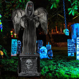 Decoración animatrónica de Halloween de 1,68 m con ojos que se iluminan y alas que se agitan