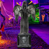 Decoración animatrónica de Halloween de 1,68 m con ojos que se iluminan y alas que se agitan