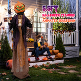 Espantapájaros de calabaza animado de Halloween de 5.6 pies