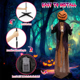 Espantapájaros de calabaza animado de Halloween de 5.6 pies