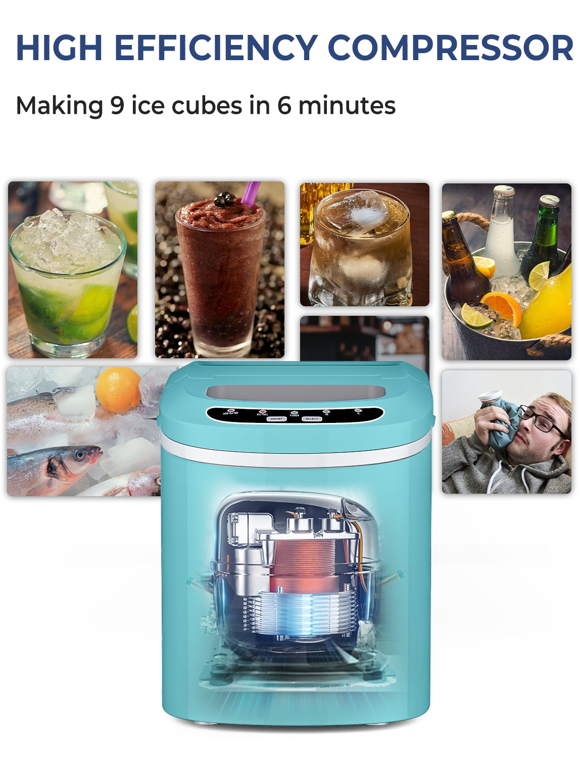 Mini máquina eléctrica portátil y compacta para hacer hielo