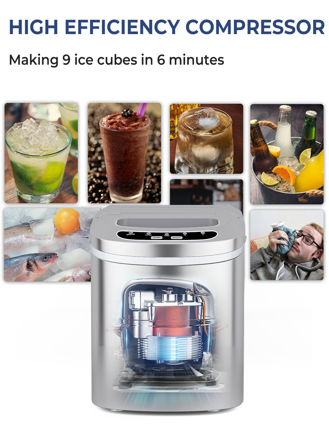 Mini máquina eléctrica portátil y compacta para hacer hielo