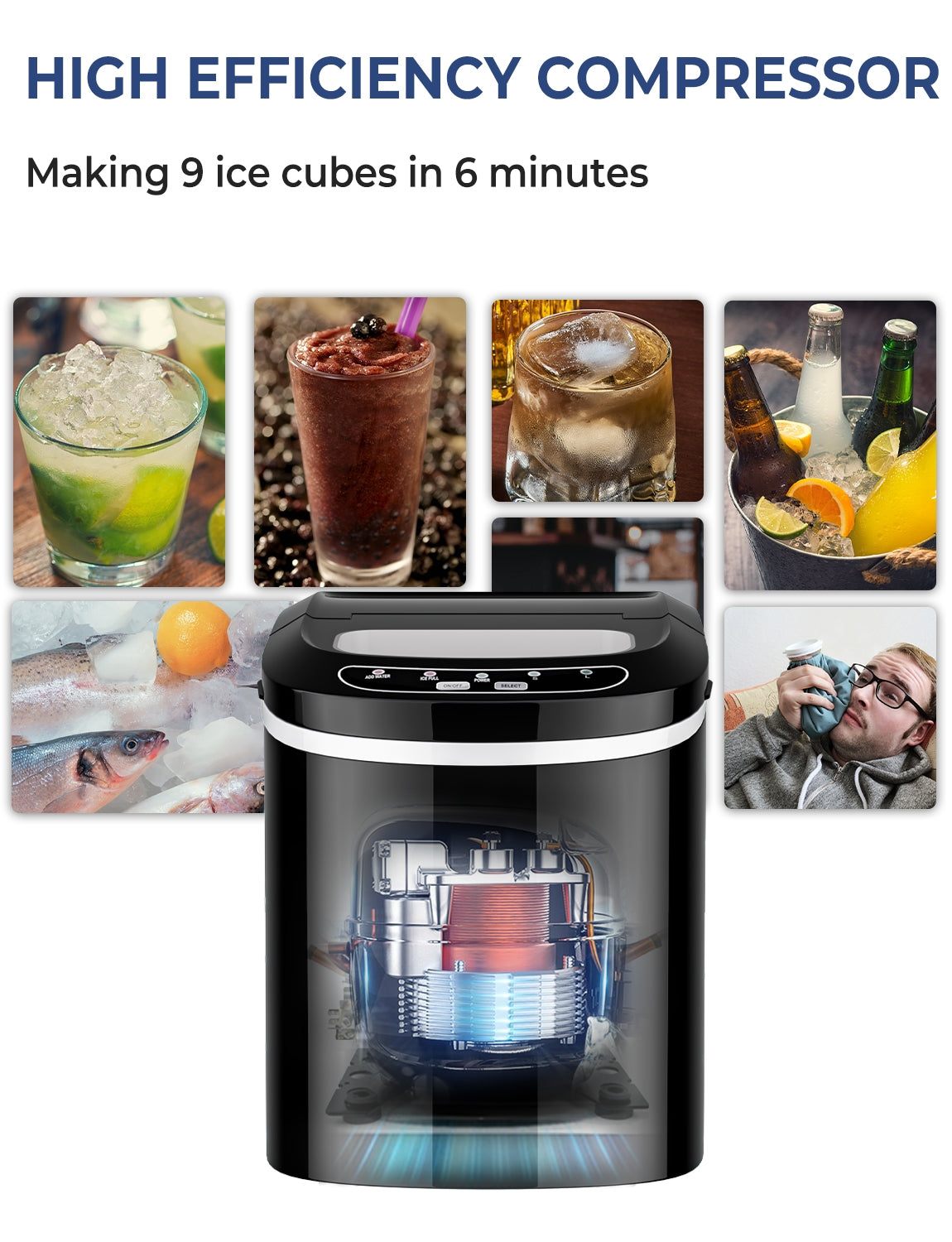 Mini máquina eléctrica portátil y compacta para hacer hielo