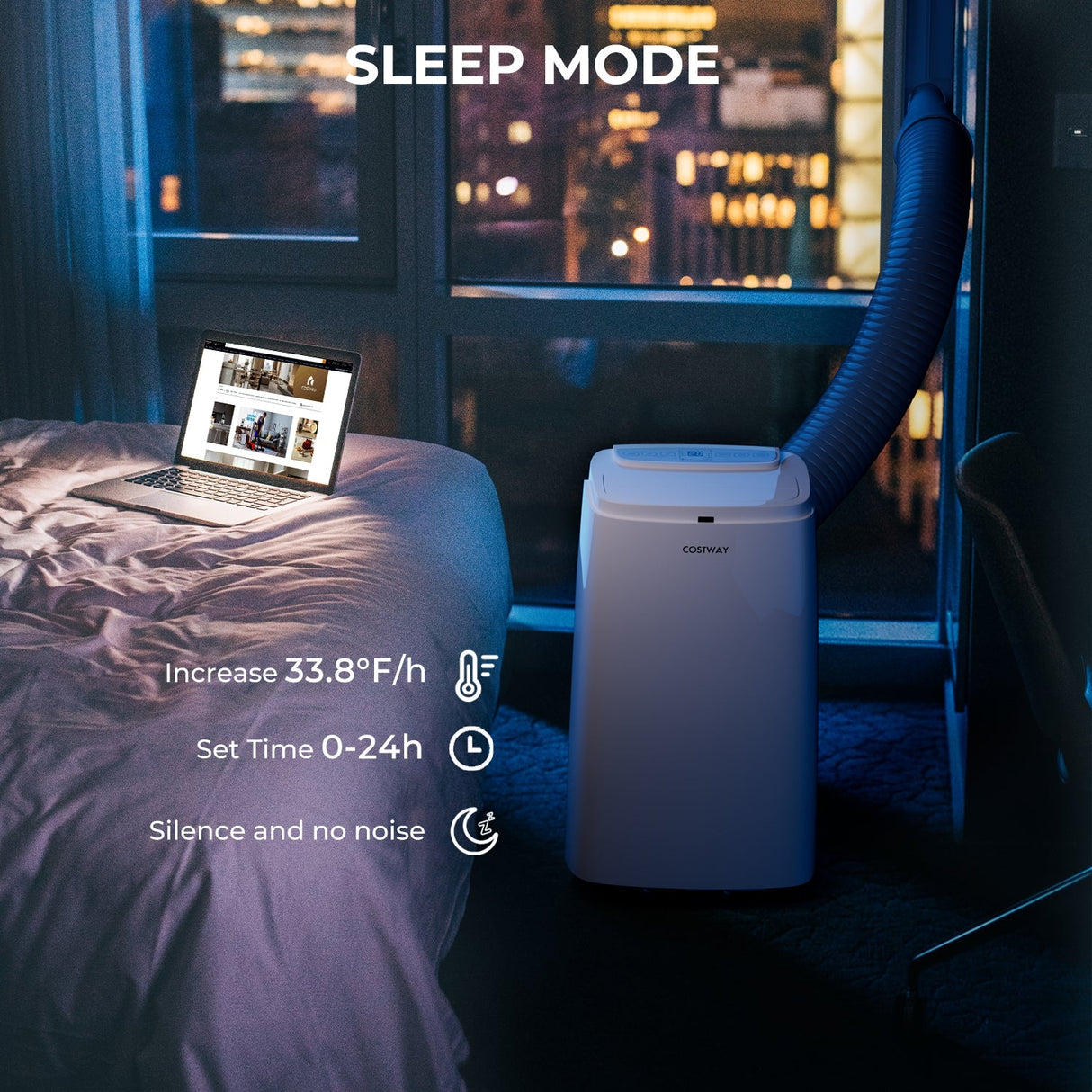 Acondicionador de Aire Portátil 3 en 1 de 12000 BTU con Control Remoto - Blanco