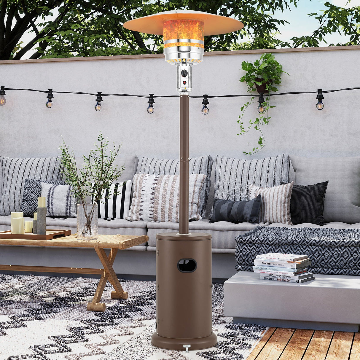Calentador de patio de propano de 50000 BTU con diseño de mesa redonda