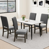 Juego de 2 sillas de comedor tapizadas en terciopelo gris, estilo moderno de mediados de siglo